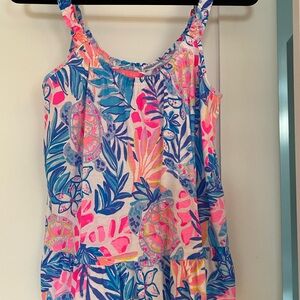 Lilly Pulitzer Pink and Blue Tiered Spaghetti Strap Tank Top